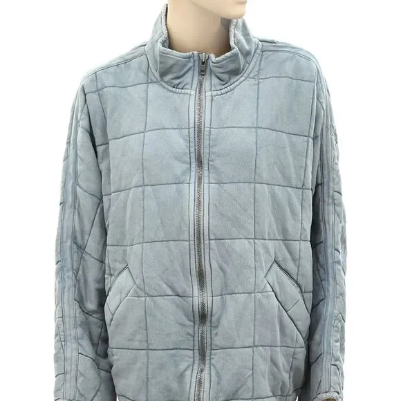 Free People Dolman Quilted Knit Jacket Top Oversized Zip-up Slouchy L NWD 277591